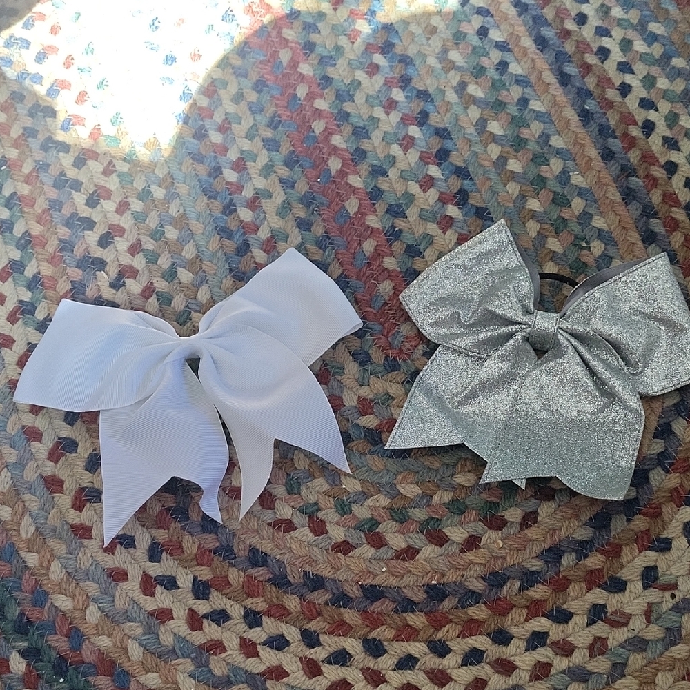 White and Silver Hair Bows
